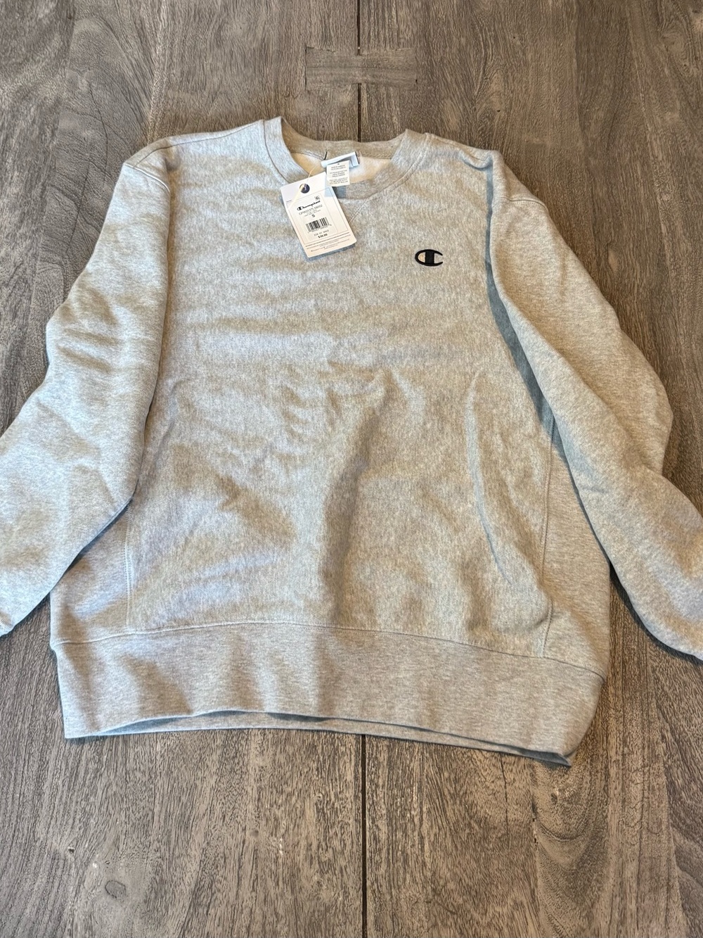Champion Heather Gray Crewneck Sweatshirt with Chest Logo